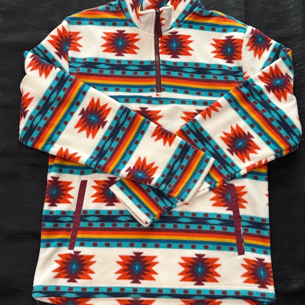 Wonder Nation Women's Zip Up Sweater Aztec Tribal Pattern Sz 2XL Outdoor Casual